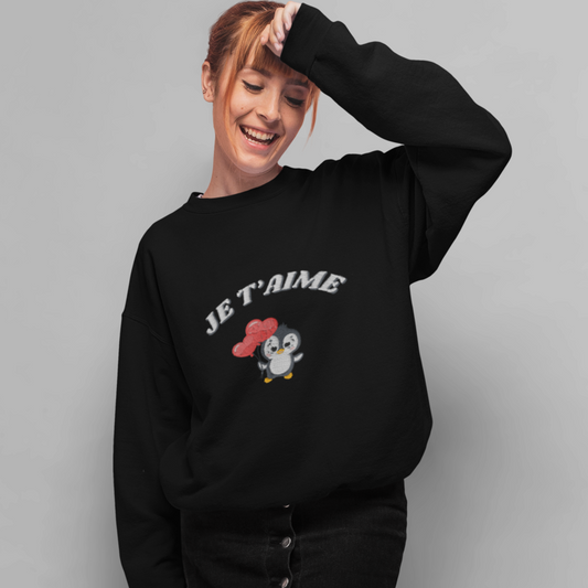 Sweater Black Je t'Aime Penguin