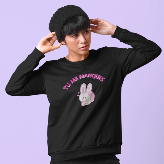 Sweater Black Tu me Manques Rabbit