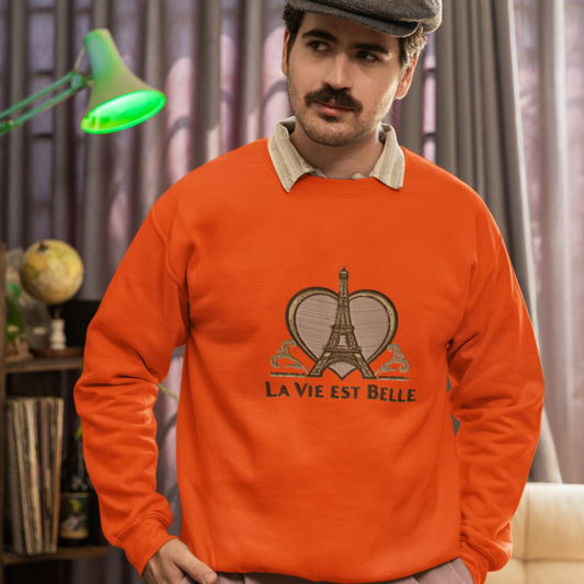Sweater Orange La Vie Est Belle Heart