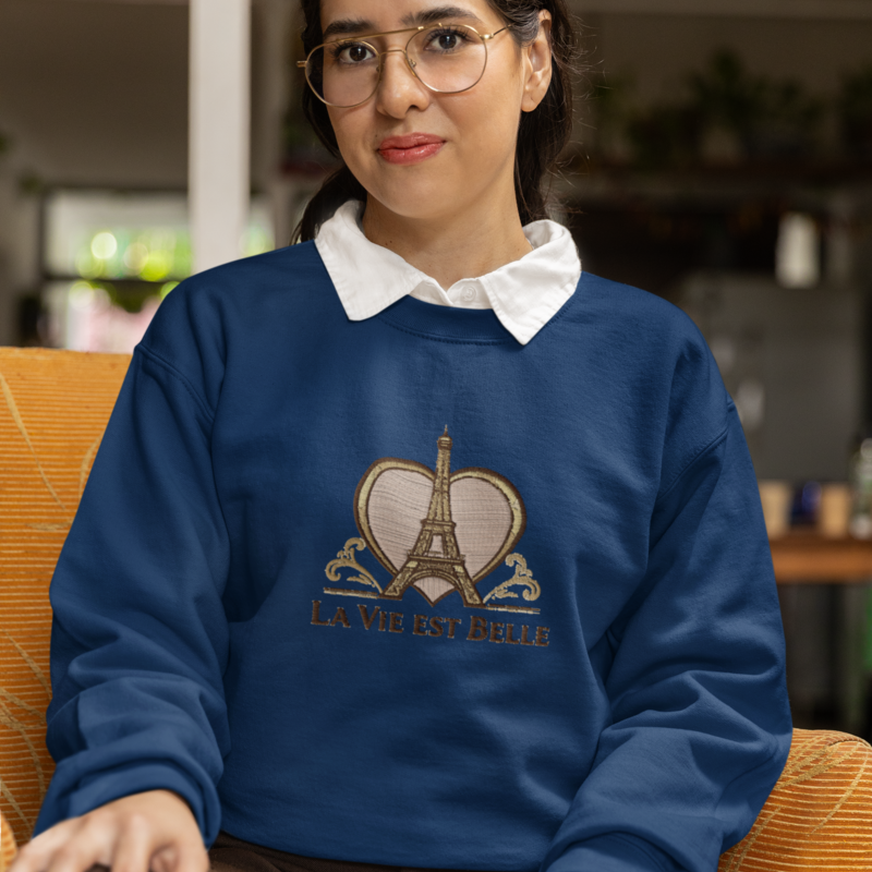 Sweater Navy La Vie Est Belle Heart