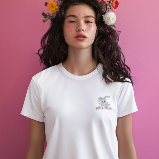 Tee Shirt White Bonjour Rabbit