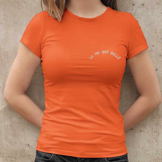 Tee Shirt Orange La Vie Est Belle Rounded
