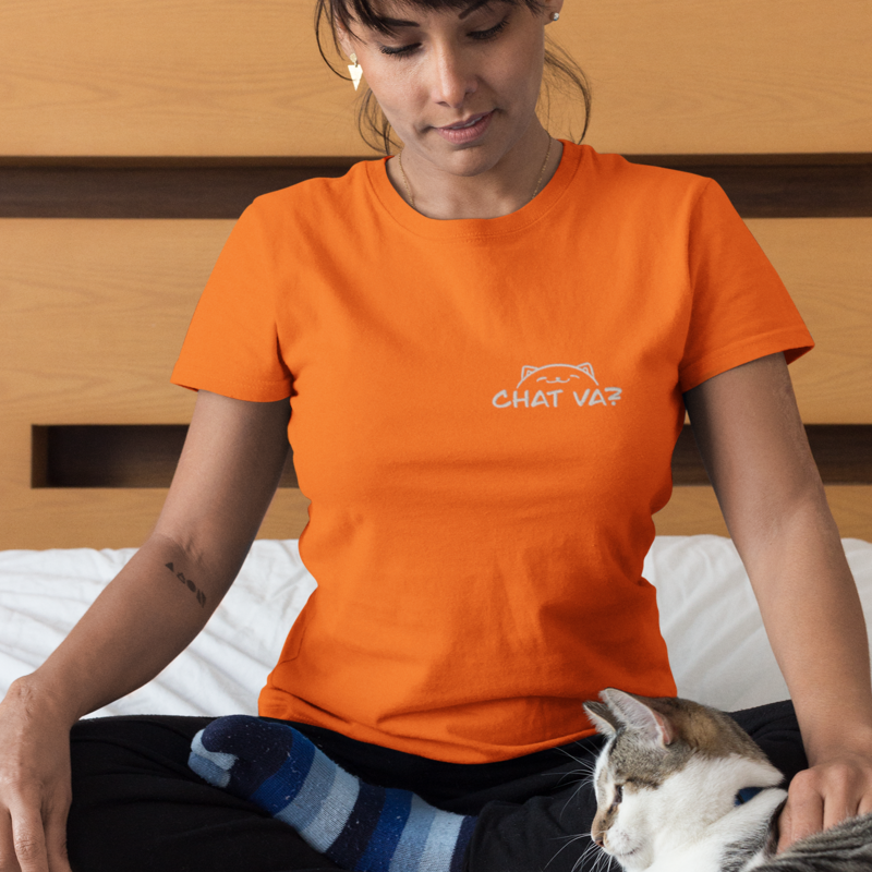 Tee Shirt Orange Chat Va