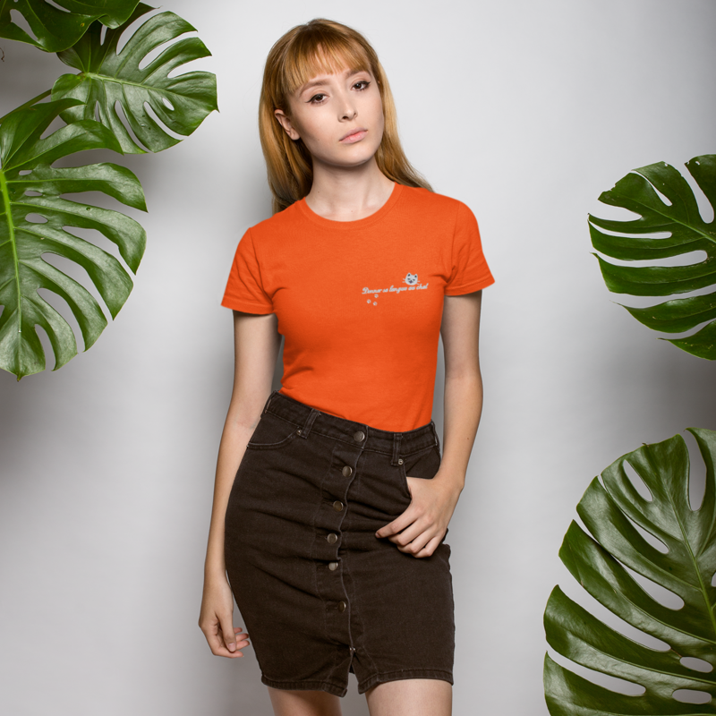 Tee Shirt Orange Donner sa Langue au Chat