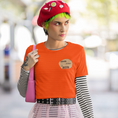 Load image into Gallery viewer, Tee Shirt Orange Donner sa Langue au Chat Kawaii
