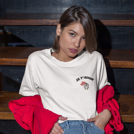 Tee Shirt White Je t'Aime Pengouin