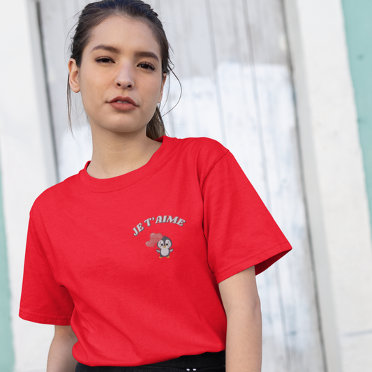 Tee Shirt Red Je t'Aime Pengouin