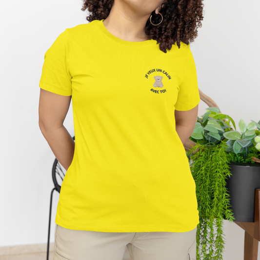 Tee Shirt Yellow Je Veux un Calin Avec Toi