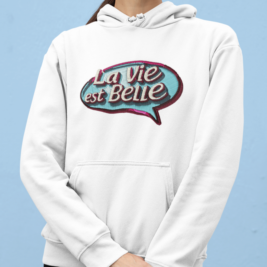 Hoodie White La Vie Est Belle Bubble