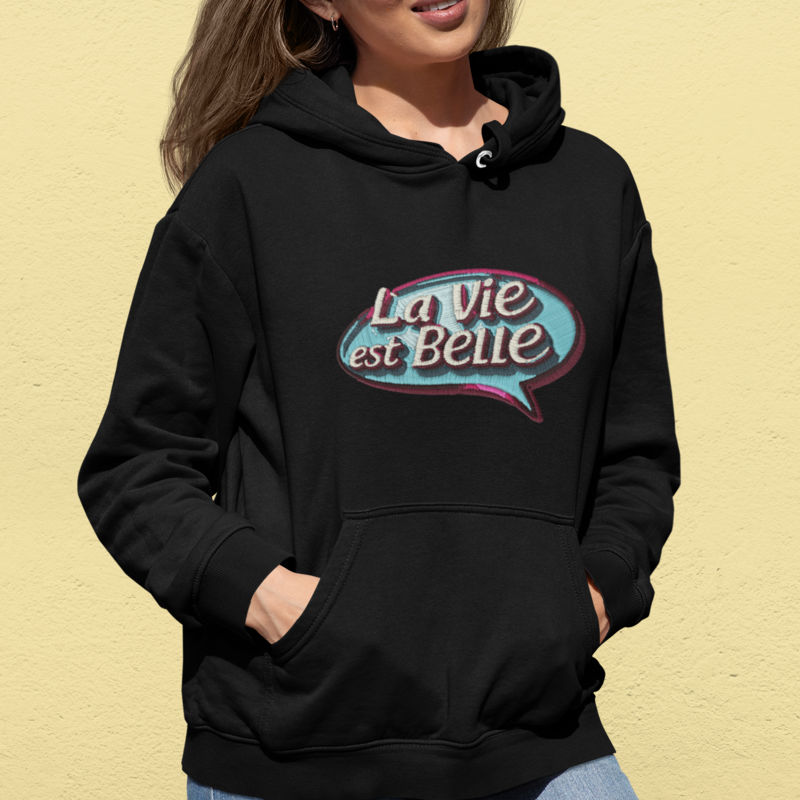 Hoodie Black La Vie Est Belle Bubble
