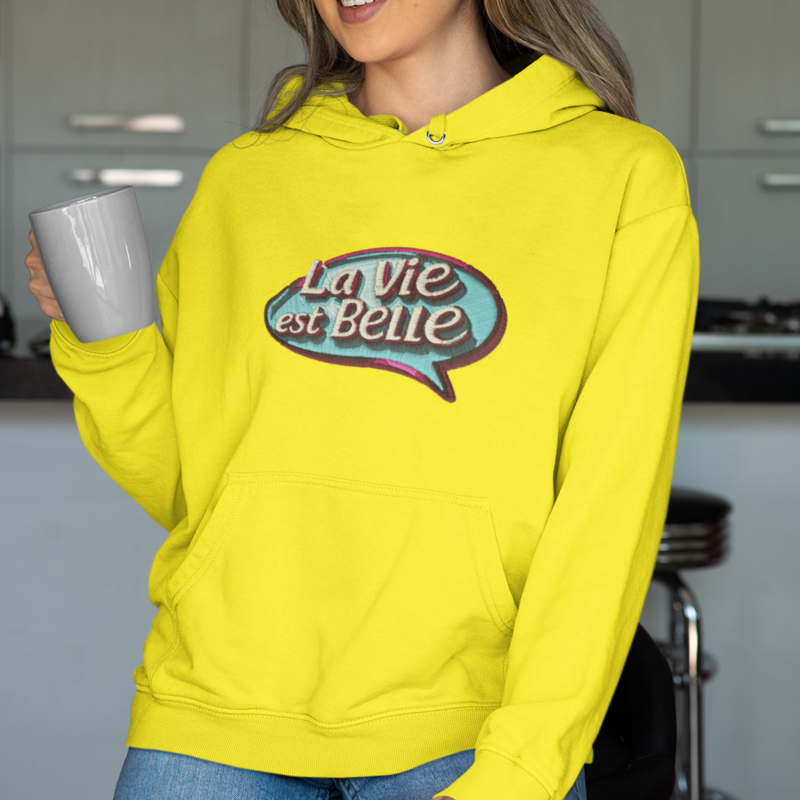 Hoodie Yellow La Vie Est Belle Bubble