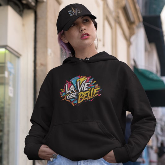 Hoodie Black La Vie Est Belle Grafitti