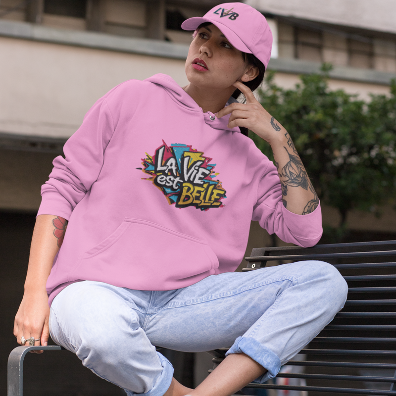 Hoodie Pink La Vie Est Belle Grafitti