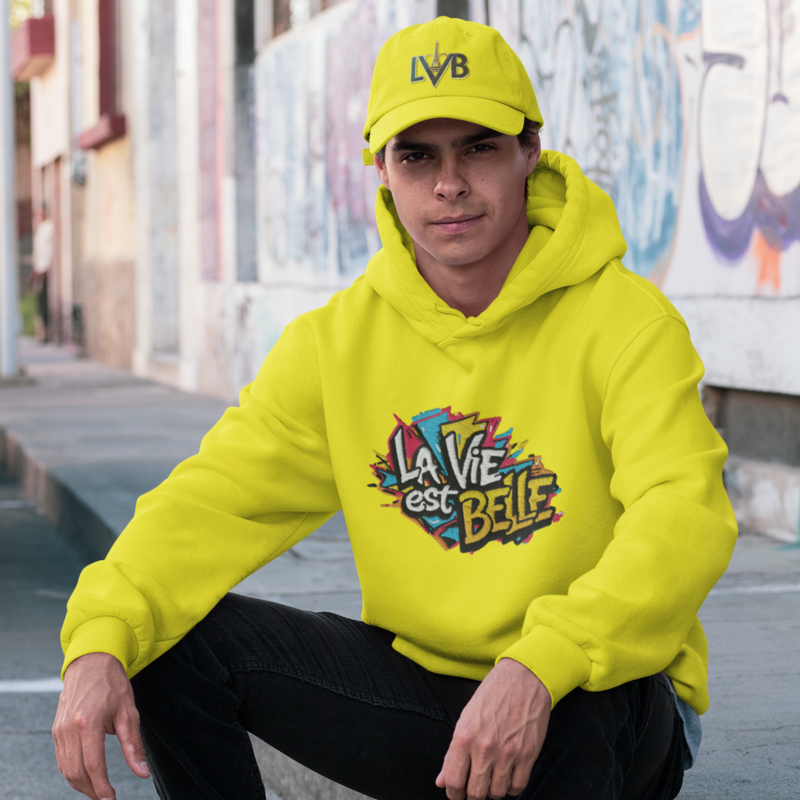 Hoodie Yellow La Vie Est Belle Grafitti