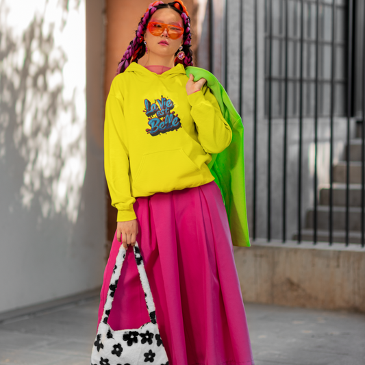 Hoodie Yellow La Vie Est Belle Blue