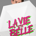 Load image into Gallery viewer, Umbrella White La Vie Est Belle Green Pink
