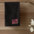 Load image into Gallery viewer, Towel Black La Vie Est Belle Pink Green

