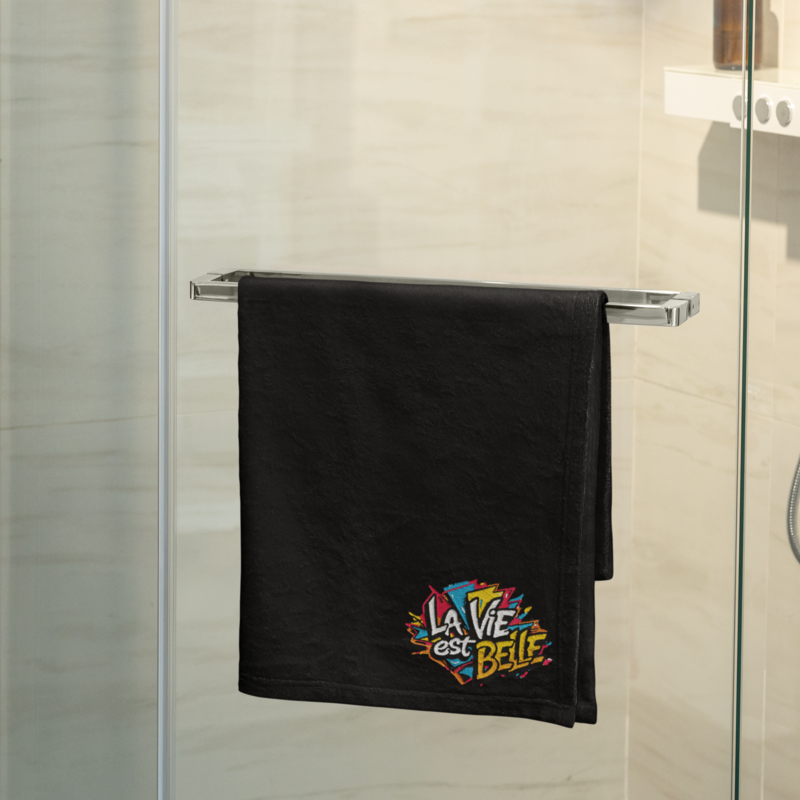 Towel Black La Vie Est Belle Graffiti