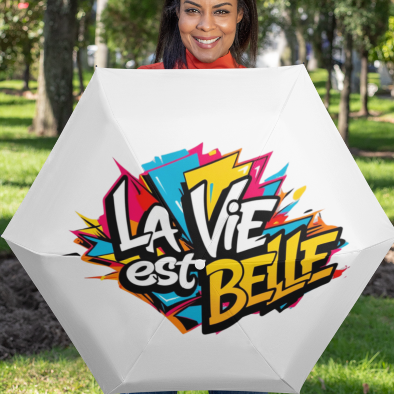 Umbrella White La Vie Est Belle Graffiti