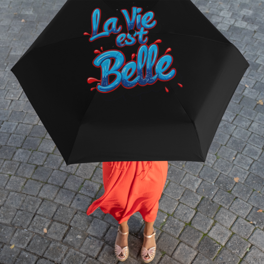 Umbrella Black La Vie Est Belle Blue