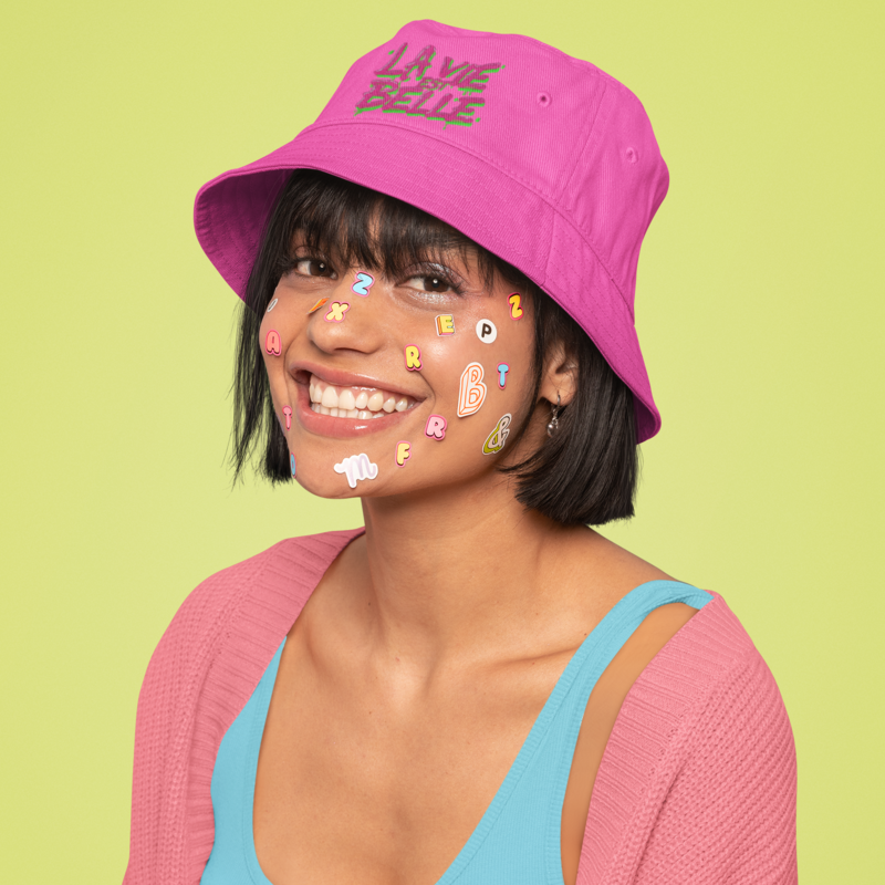 Hat Bob Pink La Vie Est Belle Pink Green