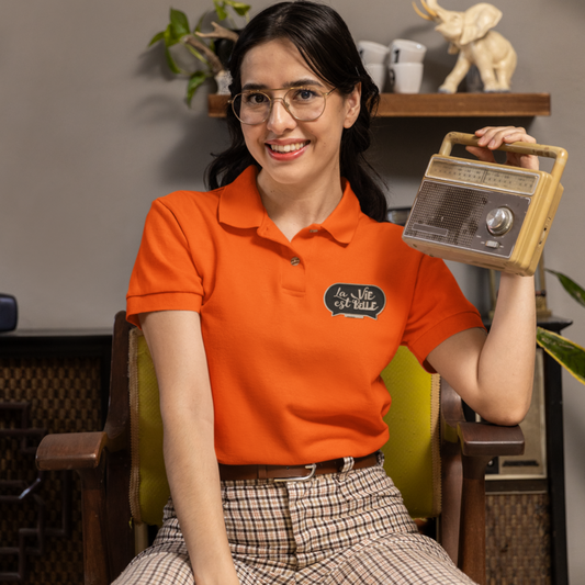 Polo Shirt Orange La Vie Est Belle Black
