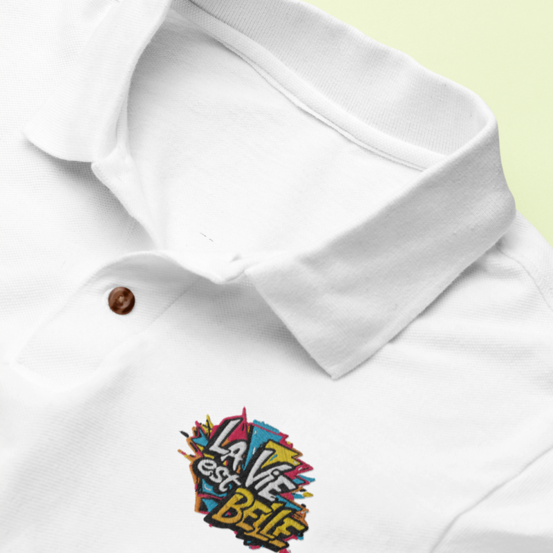 Polo Shirt La Vie Est Belle Graffiti Embroidery