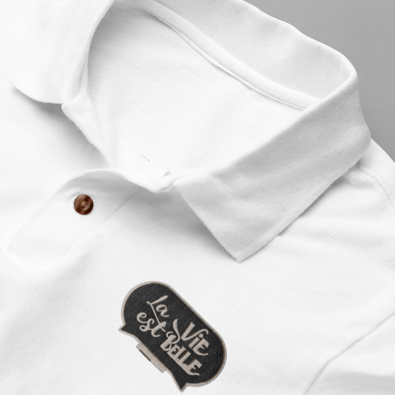 Polo Shirt La Vie Est Belle Black Embroidery