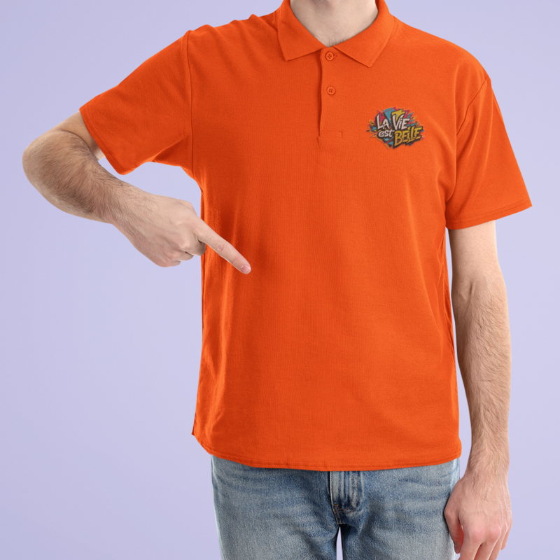Polo Shirt Orange La Vie Est Belle Graffiti