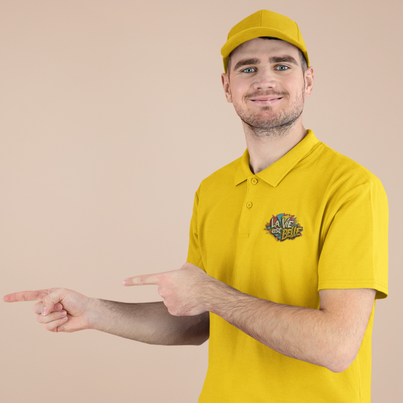 Polo Shirt Yellow La Vie Est Belle Graffiti