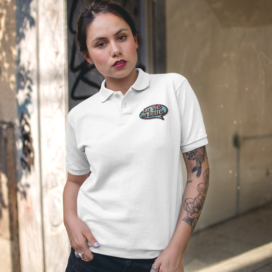 Polo Shirt White La Vie Est Belle Blue