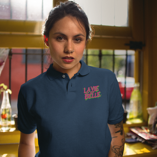 Polo Shirt Navy La Vie Est Belle Green Pink