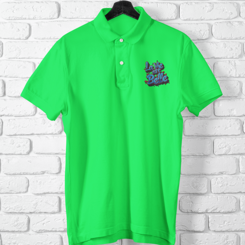 Polo Shirt Green La Vie Est Belle Bubble