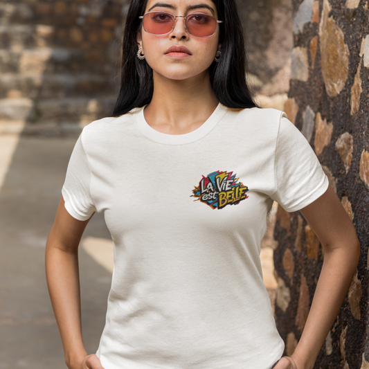Tee Shirt White La Vie Est Belle Graffiti