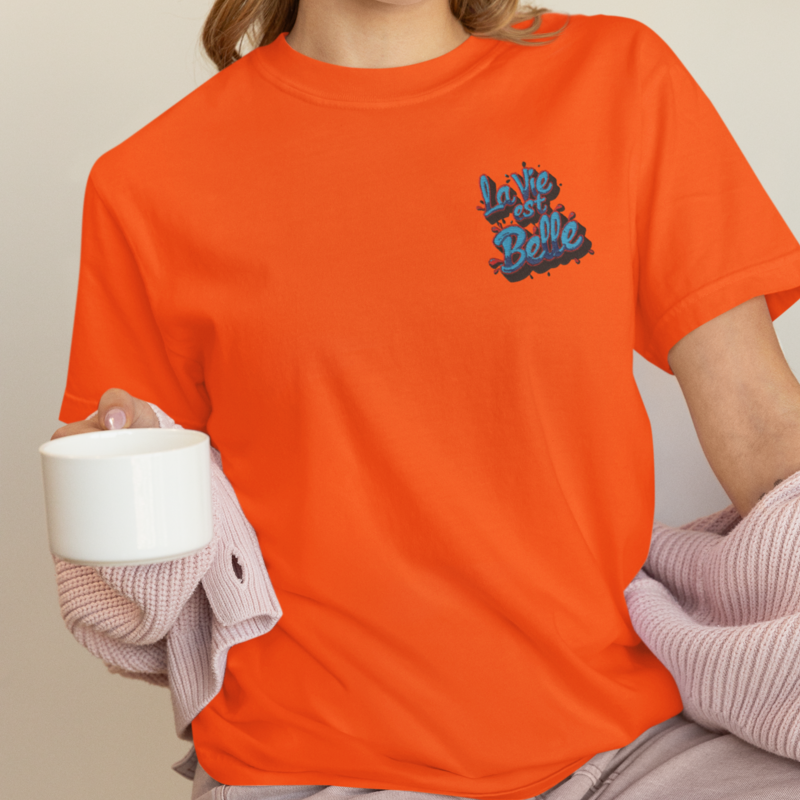 Tee Shirt Orange La Vie Est Belle Bubble