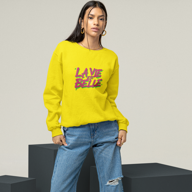 Sweater La Vie Est Belle Green Pink
