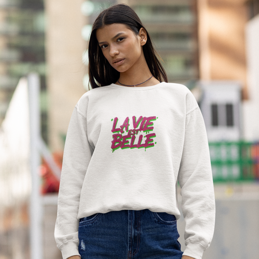 Sweater La Vie Est Belle Green Pink
