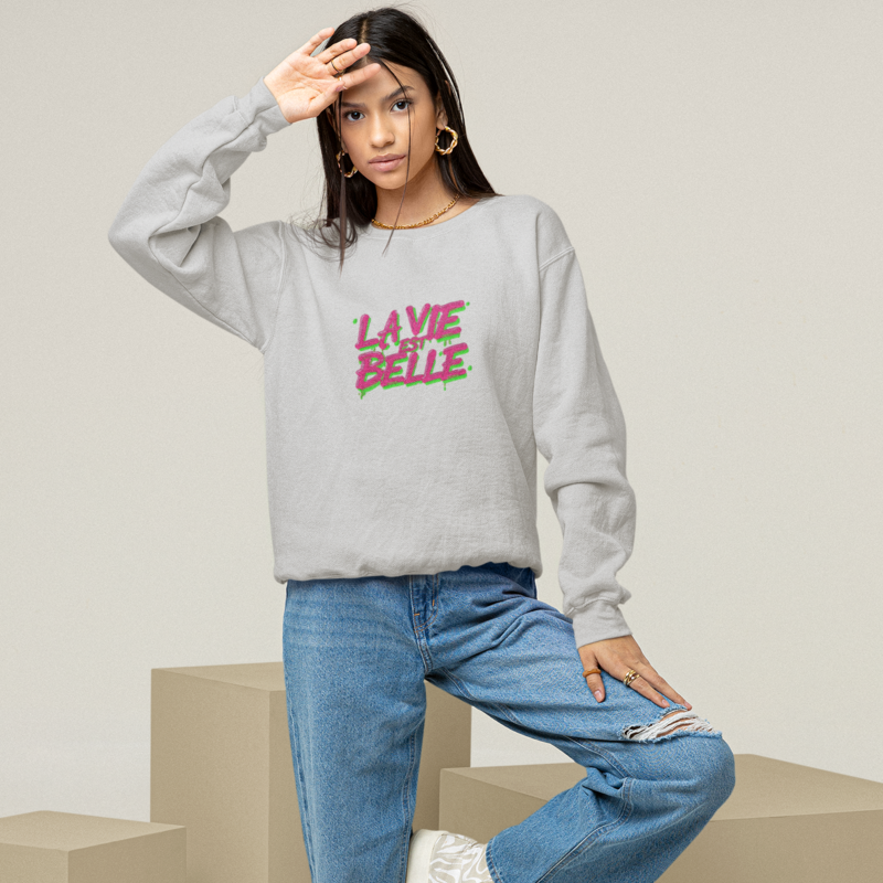 Sweater La Vie Est Belle Green Pink