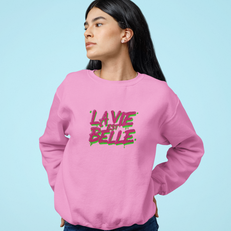 Sweater La Vie Est Belle Green Pink