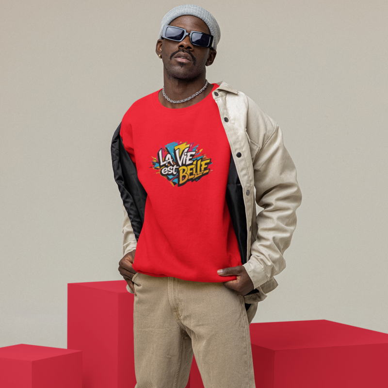 Sweater Red La Vie Est Belle Graffiti