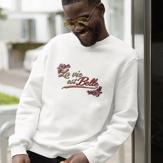 Sweater White La Vie Est Belle Flowers
