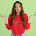 Load image into Gallery viewer, Sweater Red La Vie Est Belle Flowers
