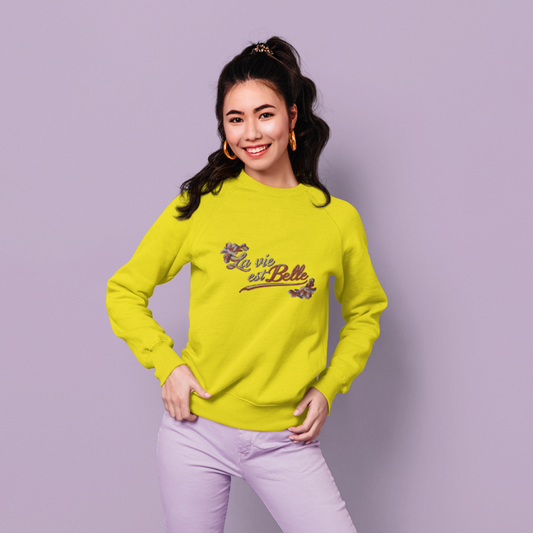 Sweater Yellow La Vie Est Belle Flowers