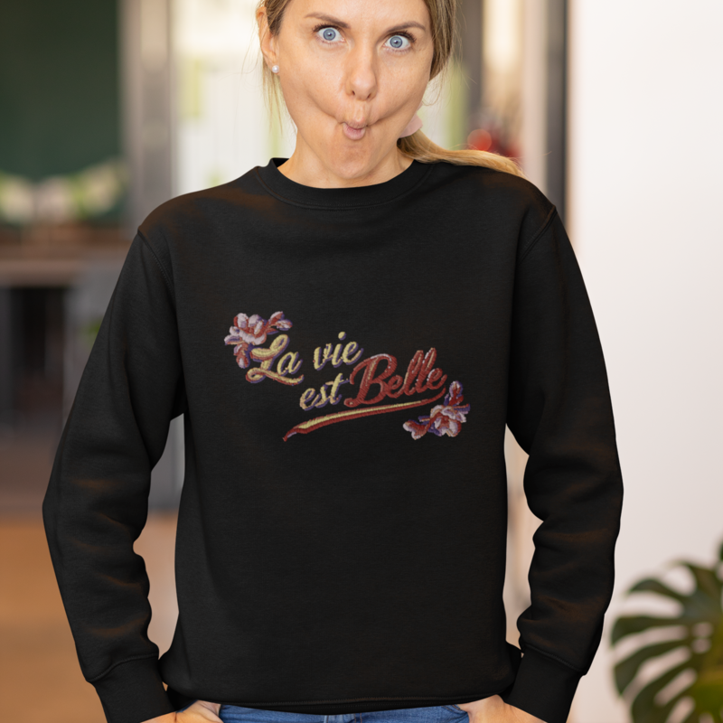 Sweater Black La Vie Est Belle Flowers