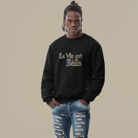Sweater Black La Vie Est Belle Blue Gold
