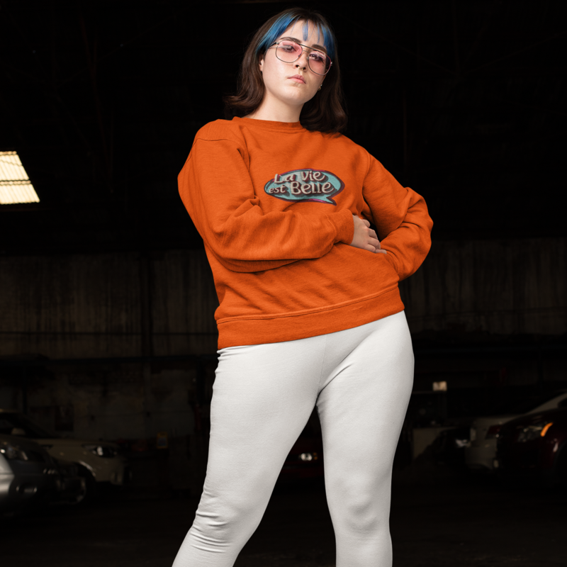 Sweater Orange La Vie Est Belle Blue Purple