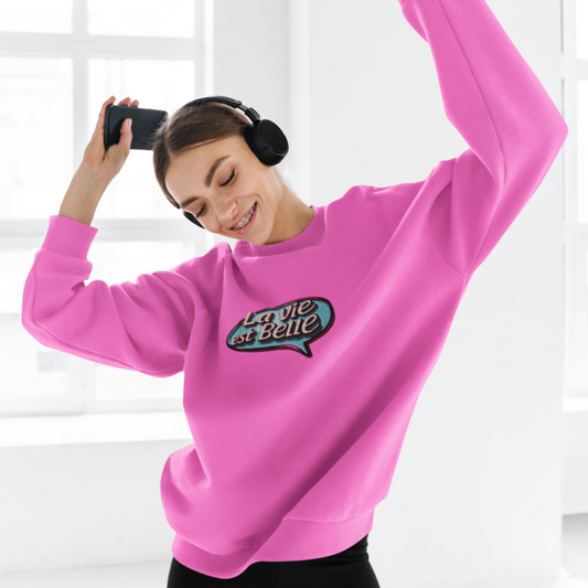 Sweater Pink La Vie Est Belle Blue Purple