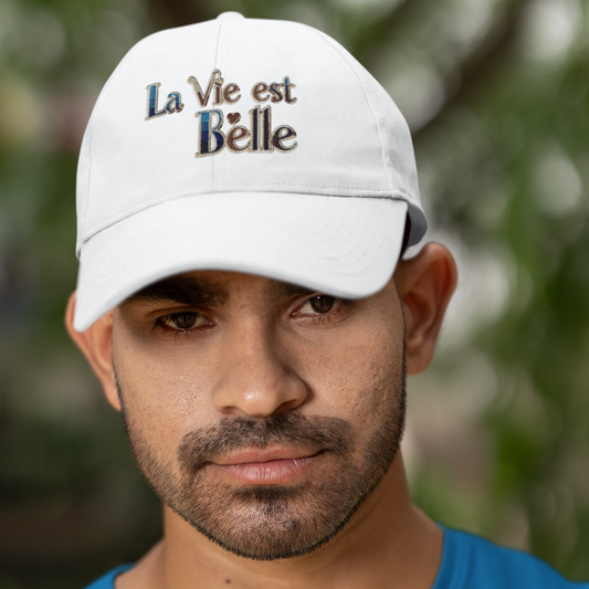 Cap White La Vie Est Belle Gold Blue
