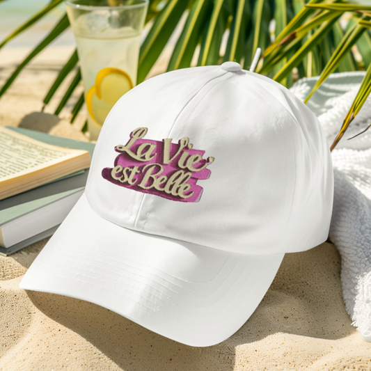 Cap White La Vie Est Belle Pink