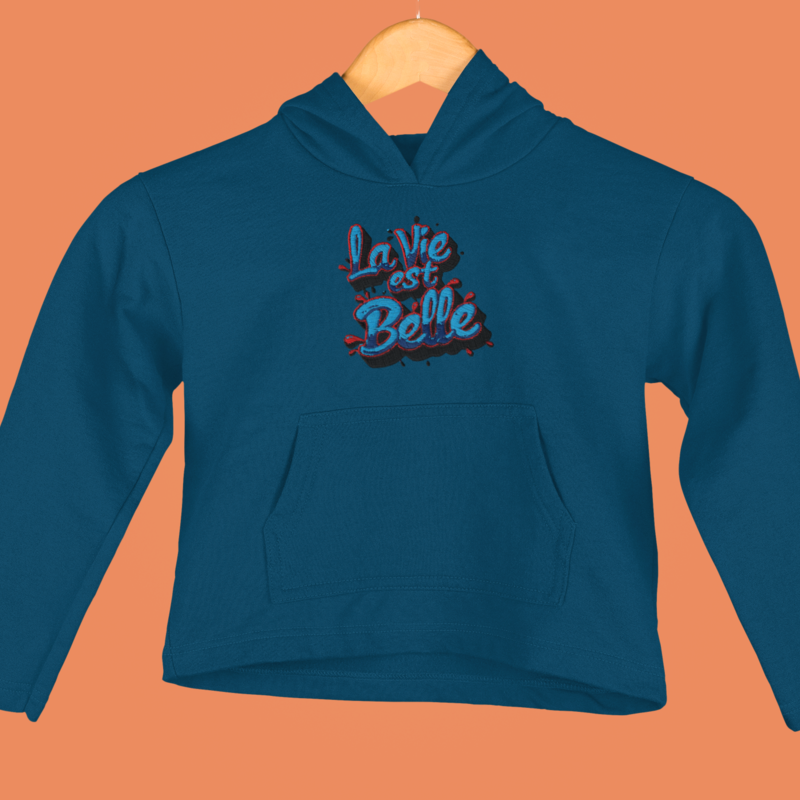 Child Hoodie Navy La Vie Est Belle Bubble